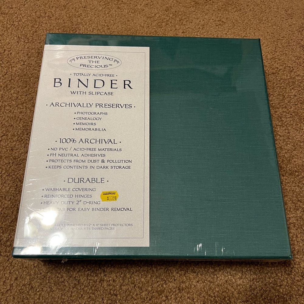 Archival Binder with Slipcase in Teal - Durable Photo & Memorabilia Storage